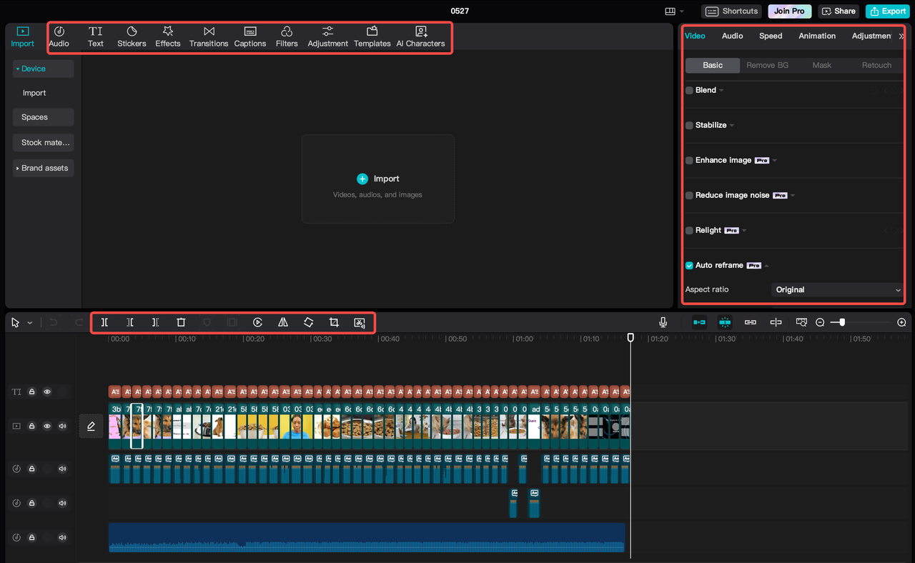 Create an AI story and enrich it with CapCut's video editing tools and media resources