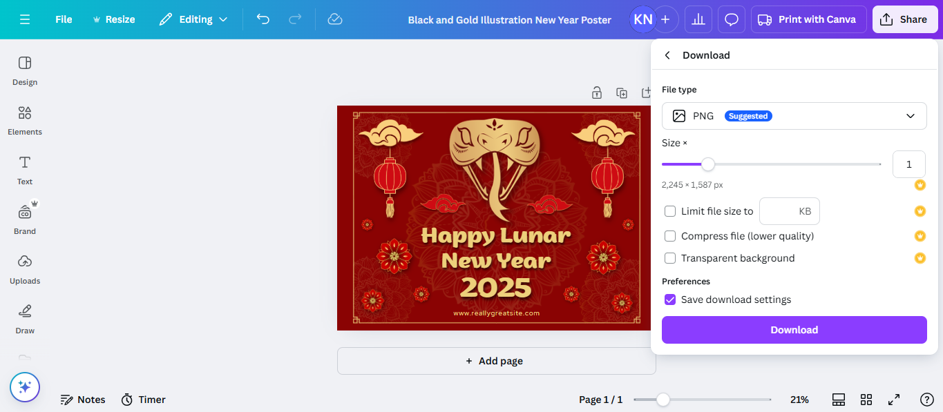 Download your design