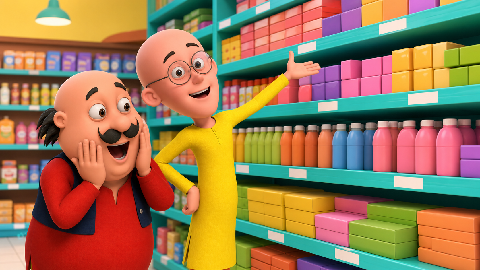 Motu Patlu Funny Shop Promosi AI Video Hasil yang cepat 5