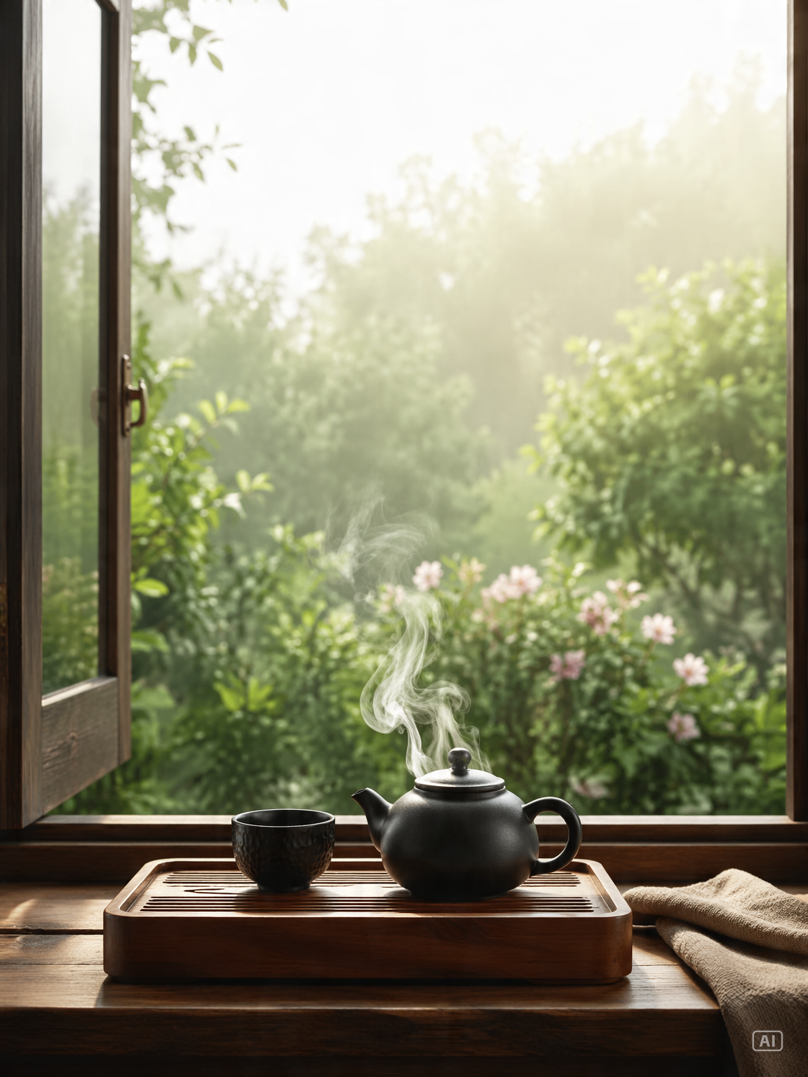 Tea tray good morning image generated by Pippit