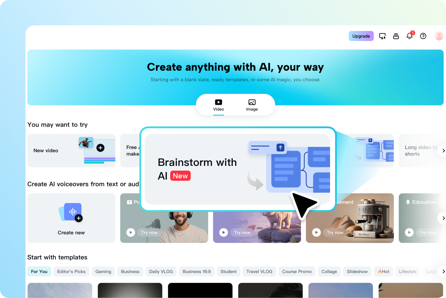 Acceder a la herramienta de creación de videos de IA en CapCut Web