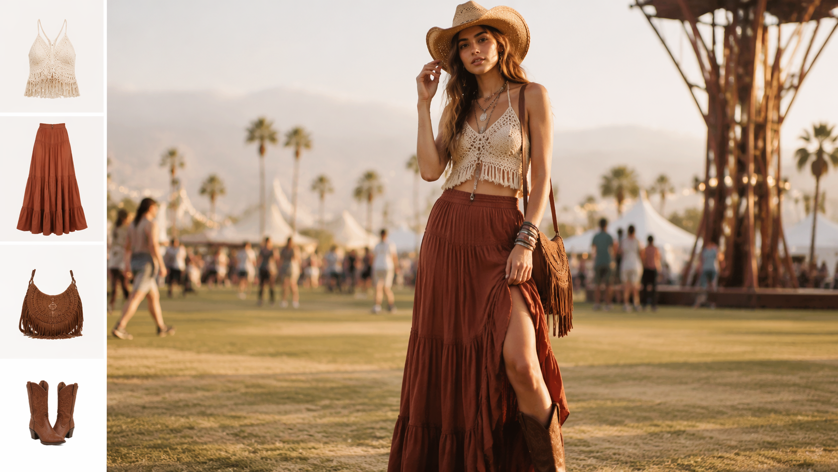 Dreamina virtual fashion try on prompt example 3: festival fashion outfit try-on