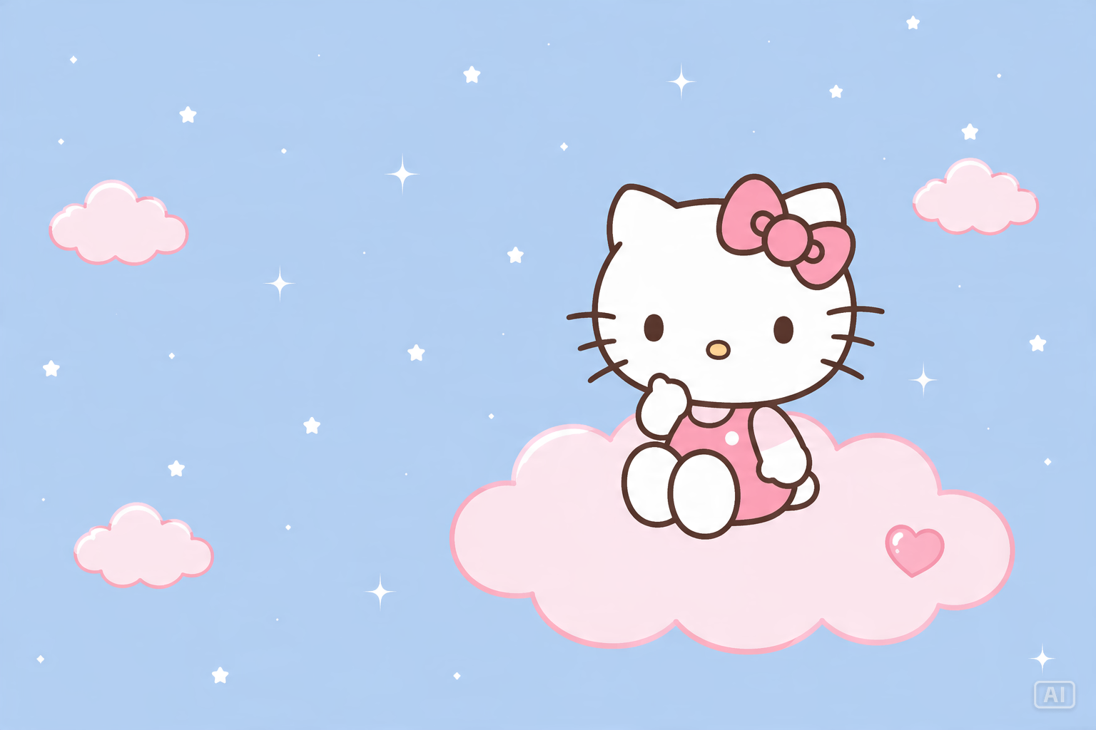 Hello Kitty minimalist pink cloud wallpaper generated by Pippit