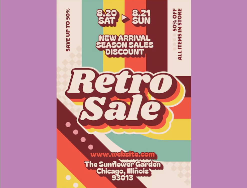 Ideas de diseño de carteles para ventas: nostalgia retro
