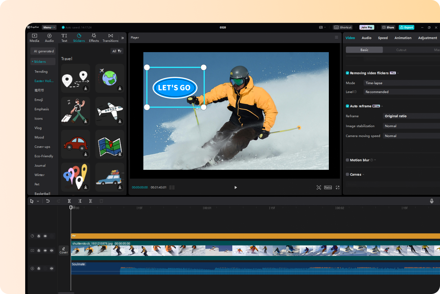 Remove the video flicker using CapCu