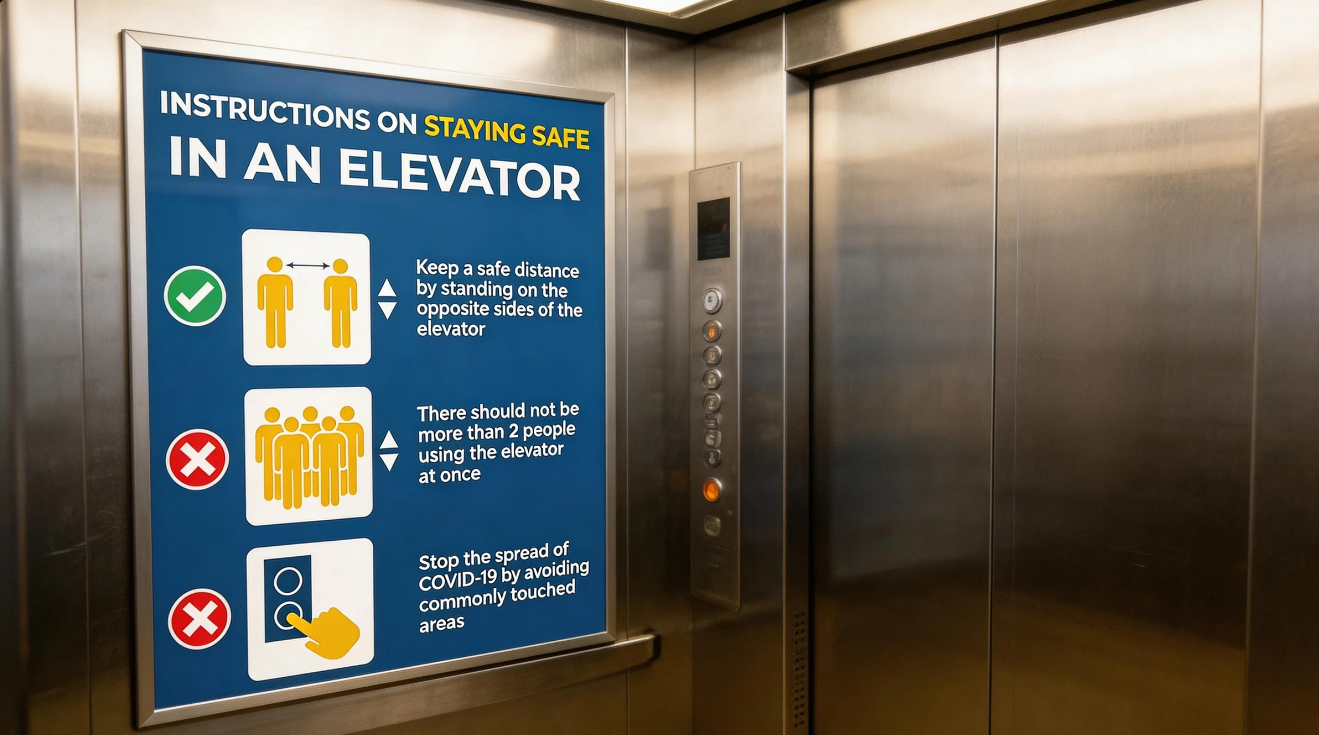 A poster in the elevator