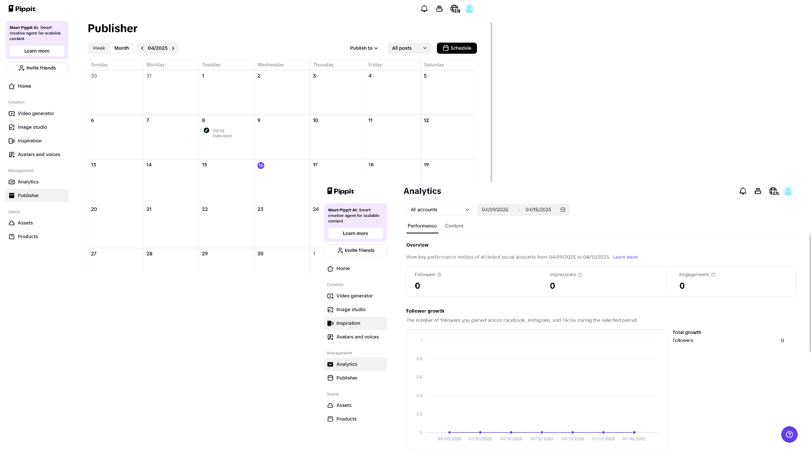 Auto-publishing and analytics to social platforms