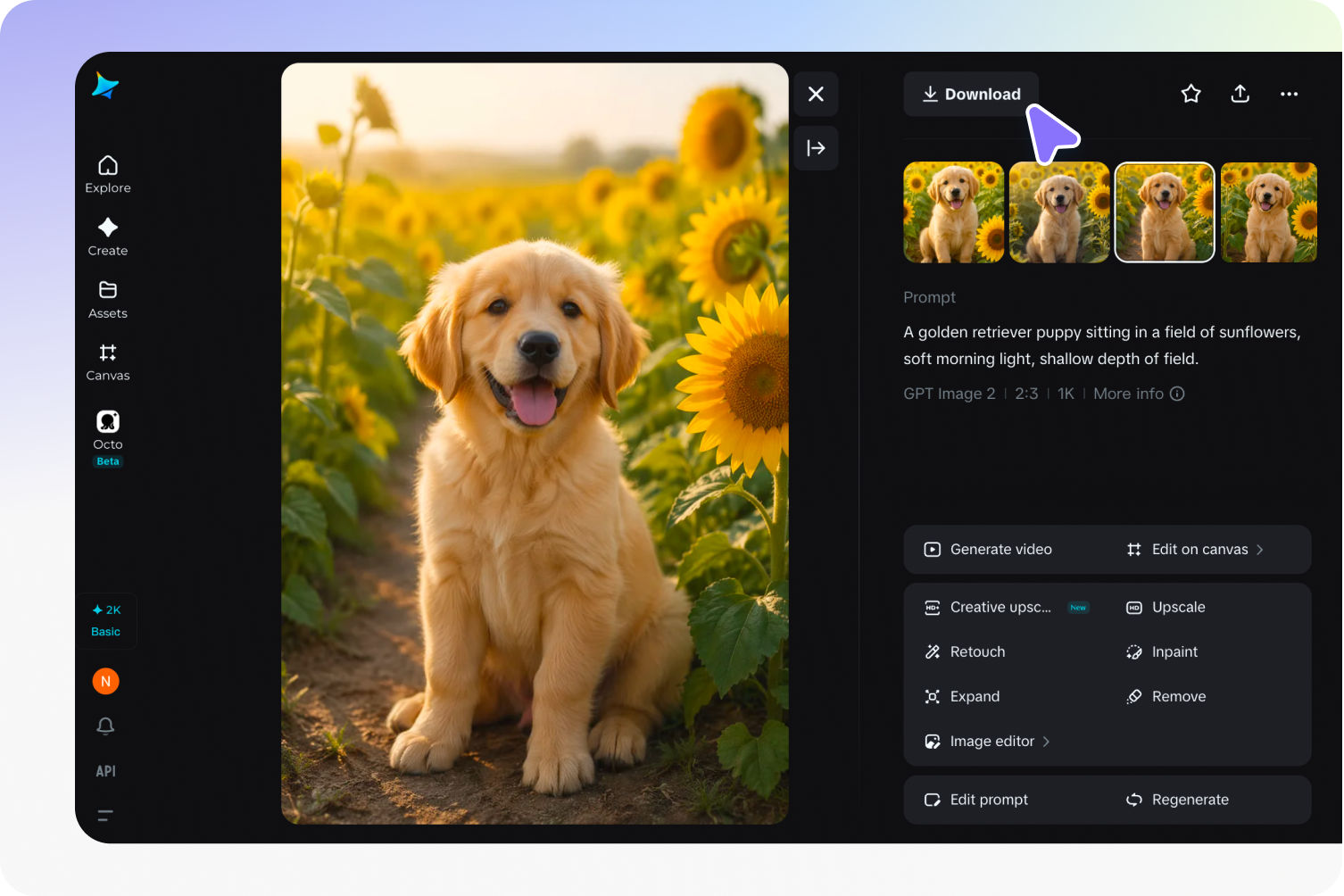 Refine and download your image