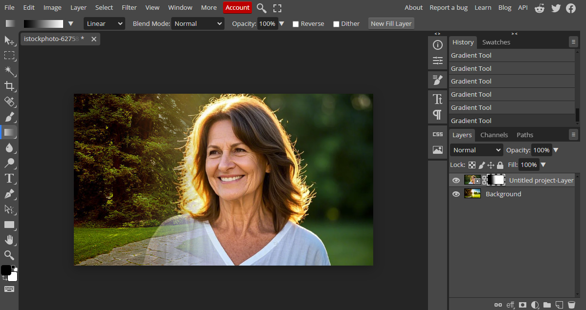 Add two photos together online with Photopea