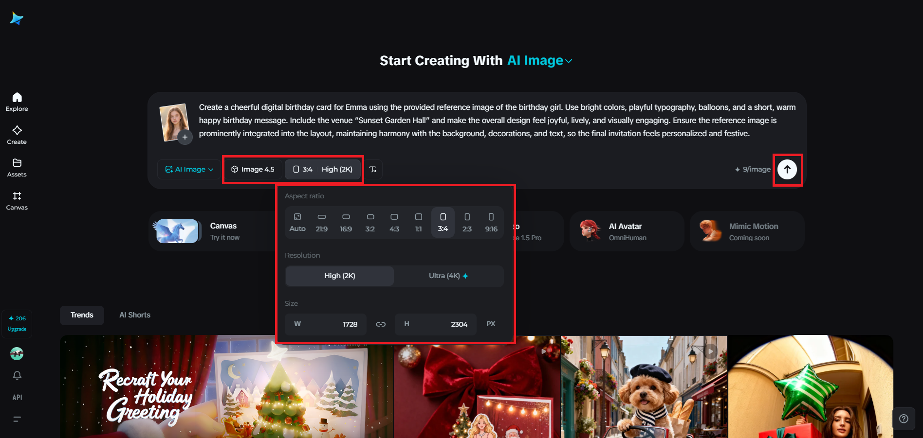 Select the model and adjust image settings