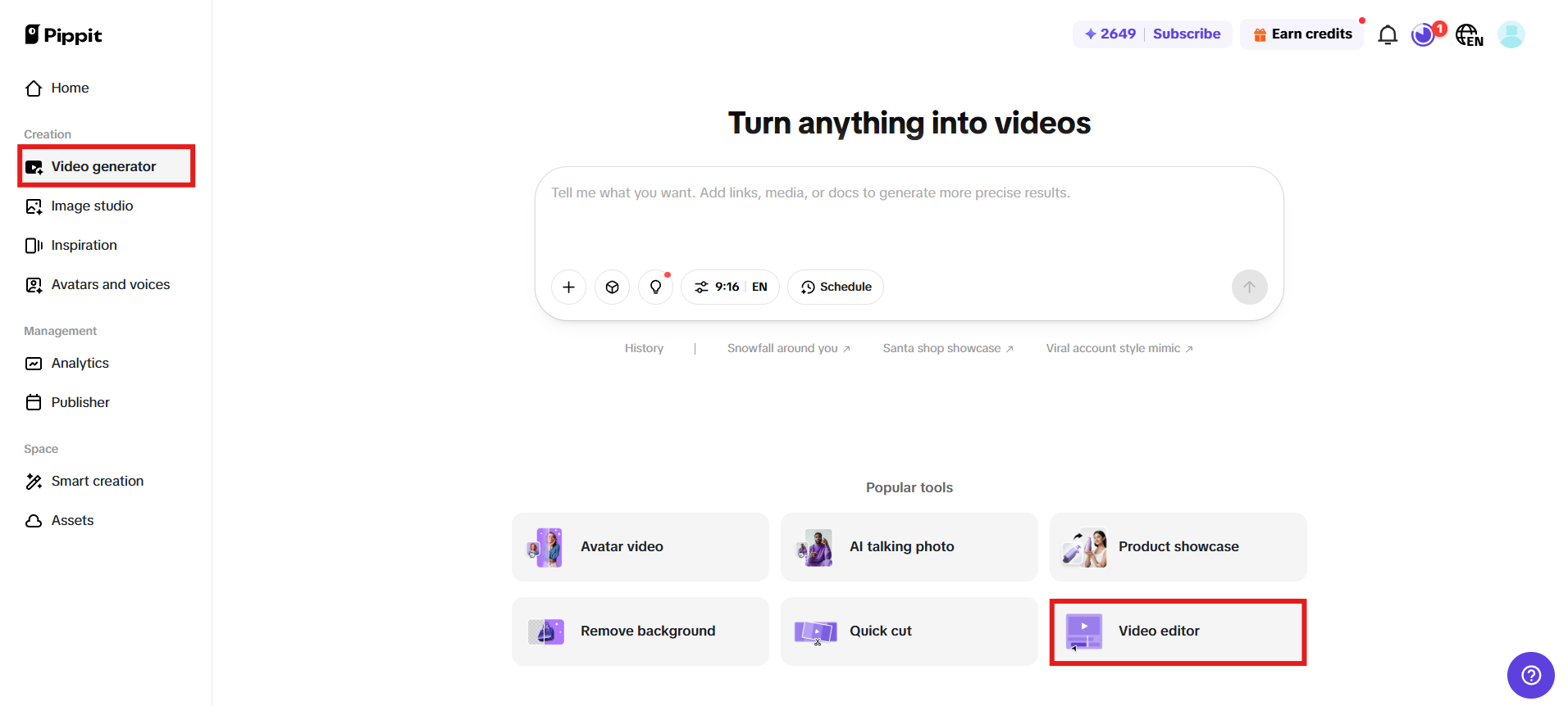 Navigeer naar Video-editor