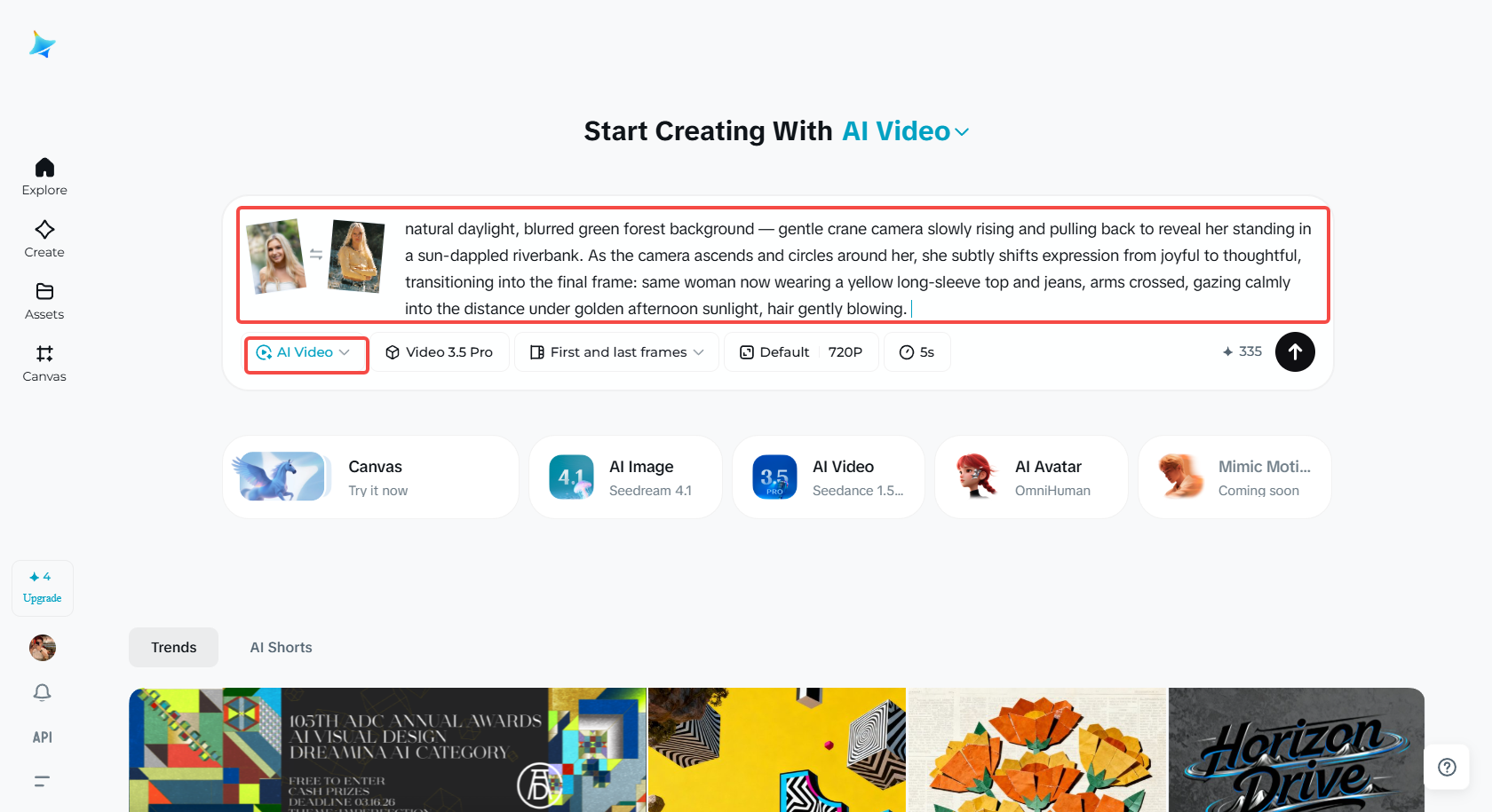 Upload images and add a prompt