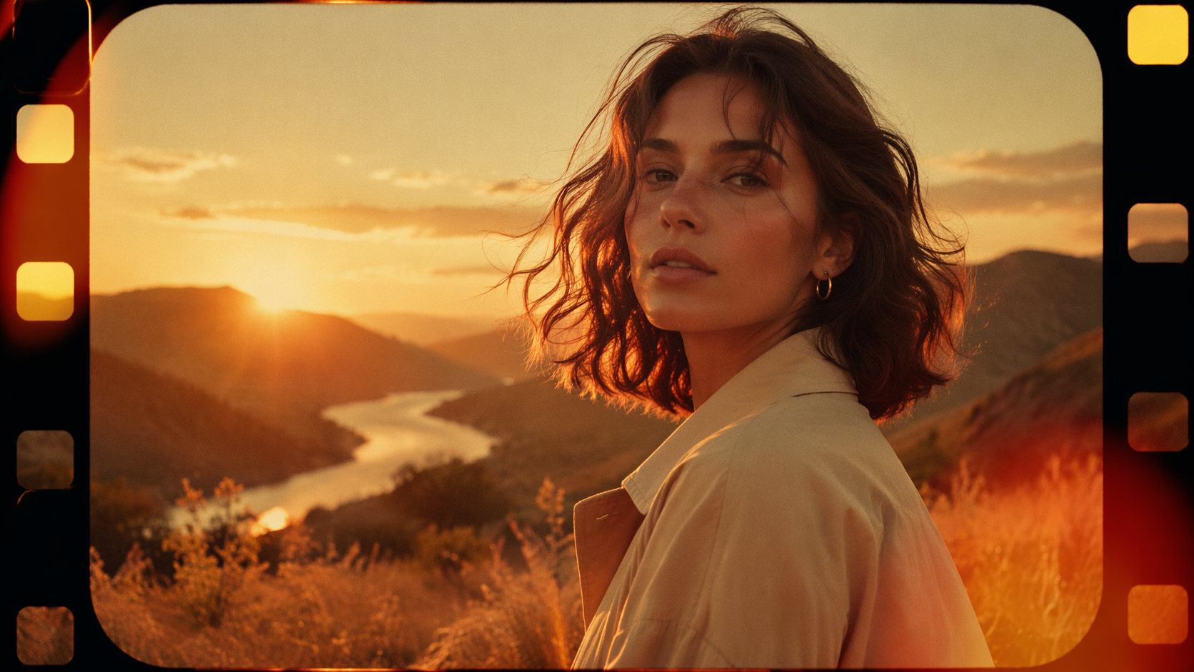 Exemple d'invite de filtre de film Dreamina Kodak 5 : Humeur analogique Golden Hour