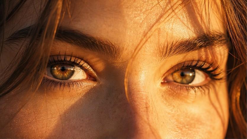 Golden Hour Close-Up Eyes Girl AI Photo example 1